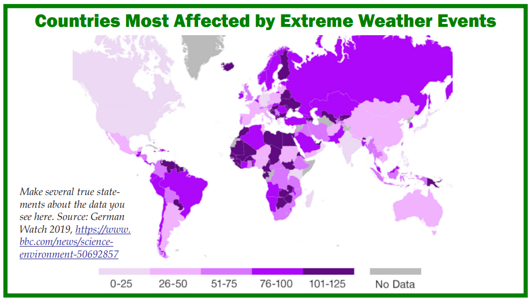 Map of Countries Most Affected by Extreme Weather Events.